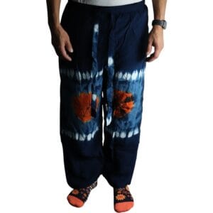 Japanese Style Lounge Pants - Teal & Orange - M