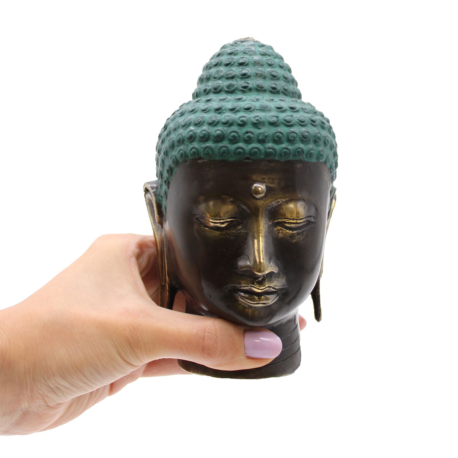 bG9jYWw6Ly9tZWRpYS9ISy80Qy82MFIzMEMxRzZSVEs0Q0hLL2YzNGU3MjQwLmpwZWc.jpg Large Antique Brass Buddha Head - Image 2