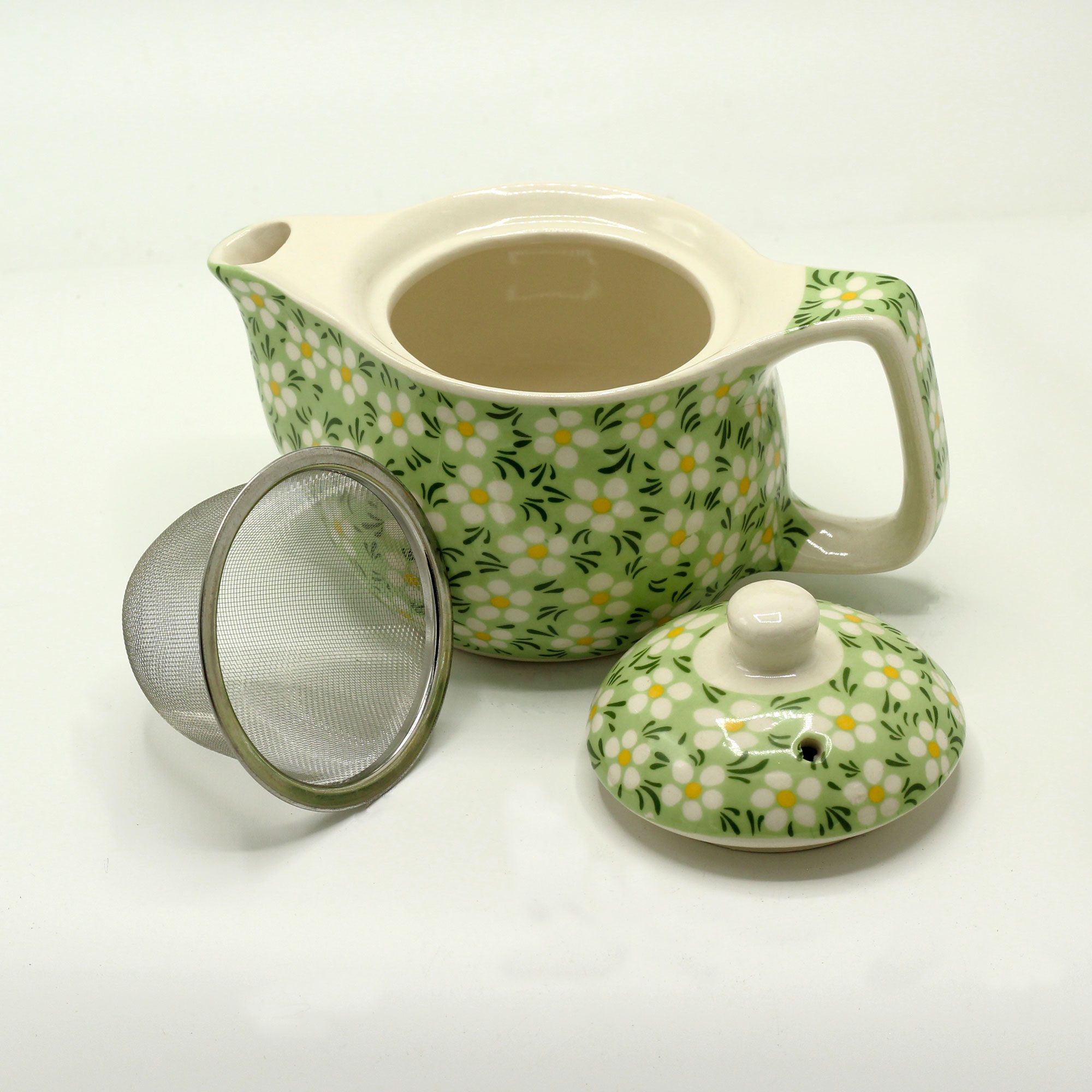 bG9jYWw6Ly9tZWRpYS9ITS9DRC82MFIzMEMxRzZXUktDREhNLzc2ZmQ3MmVhLmpwZWc.jpg Small Herbal Teapot - Green Daisey - Image 2