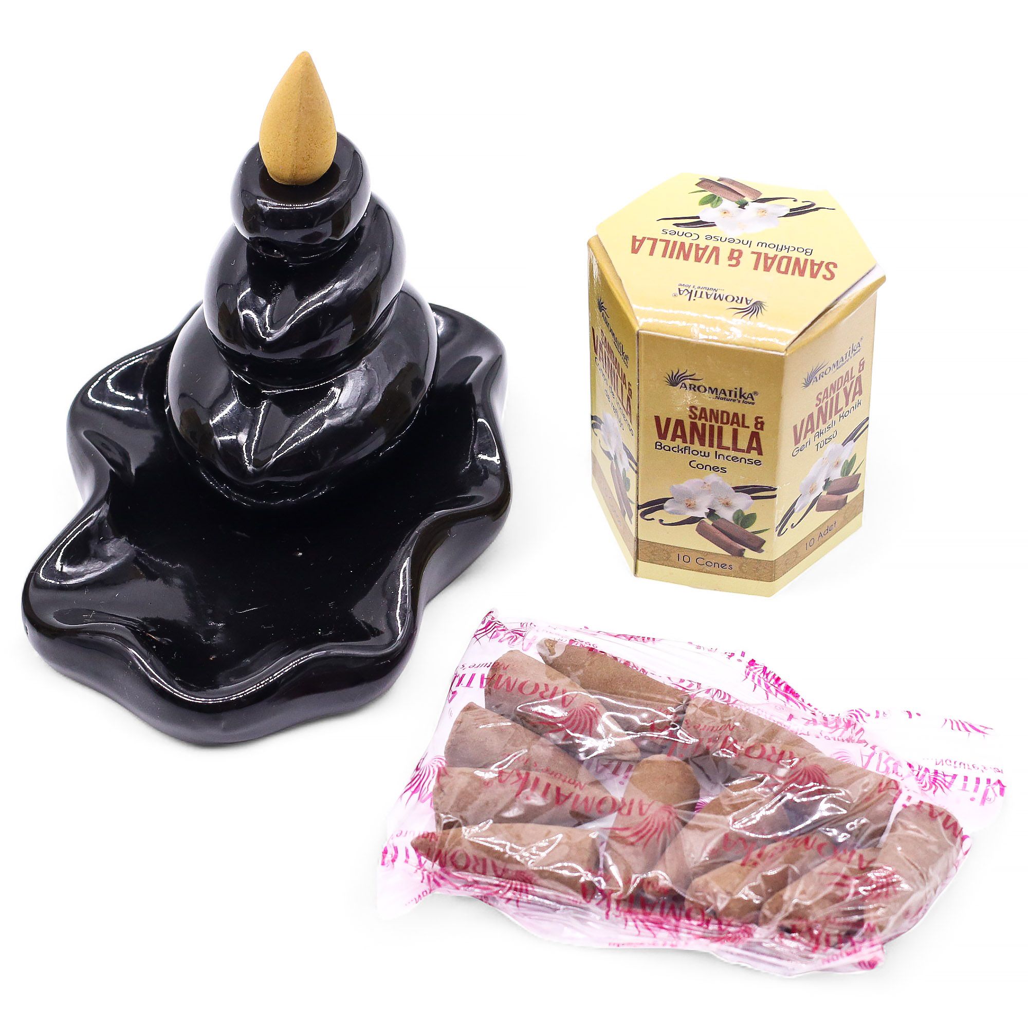 bG9jYWw6Ly9tZWRpYS9ITS9KRC82MFIzMEMxSjY0UktKREhNL2ExMGFjMDJlLmpwZw.jpg Pack of 10 Masala Backflow Incense - Sandalwood & Vanilla - Image 6