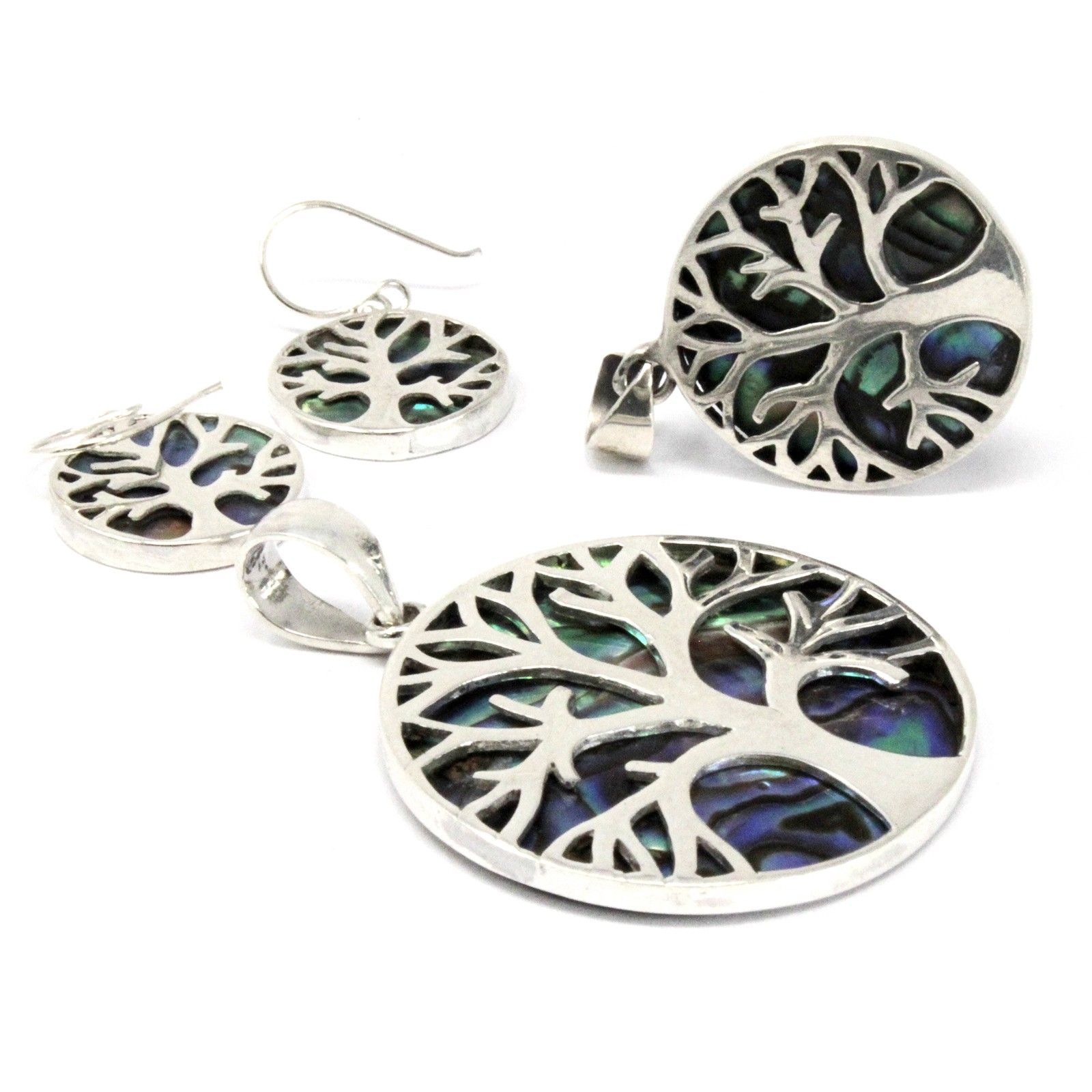 bG9jYWw6Ly9tZWRpYS9ITi9FQy82MFIzMEMxRzZNUzNFQ0hOLzNkOTE4Y2QxLmpwZWc-2.jpg Tree of Life Silver Earrings 15mm - Abalone - Image 4