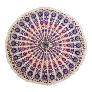 Small Mandala Roundie Cotton Art (130cm) - Peacock Purples