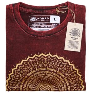 Large Stone Washed T-Shirt - Mandala - Maroon