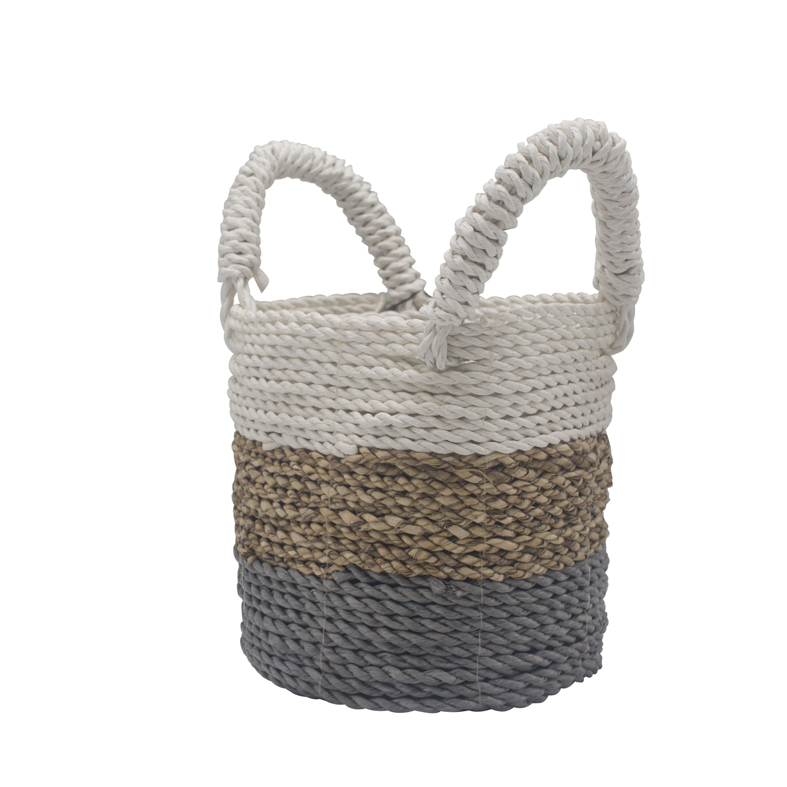 bG9jYWw6Ly9tZWRpYS9IUC8wRC82MFIzMEMxRzZSVDMwREhQL2E5MWNlNmZlLmpwZWc-1.jpg Seagrass Basket Set - Grey / Natural / White - Image 2