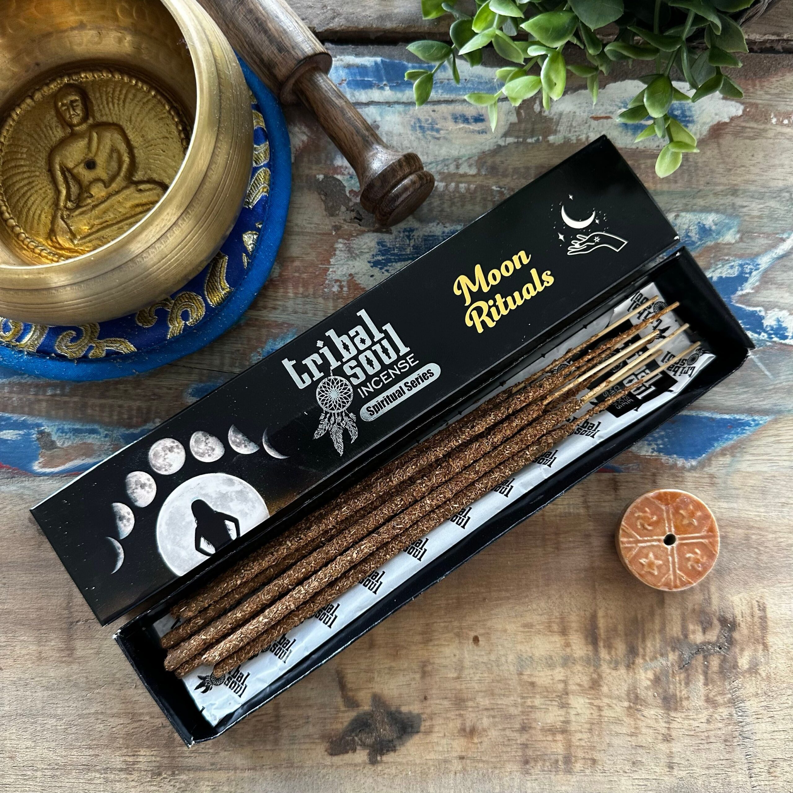 bG9jYWw6Ly9tZWRpYS9IUC9KQy82MFIzMEMxRzZSVzNKQ0hQLzVmYjdmMDBhLmpwZWc-1.jpg Tribal Soul Spiritual Incense Sticks and Ceramic Holder - Moon Ritual