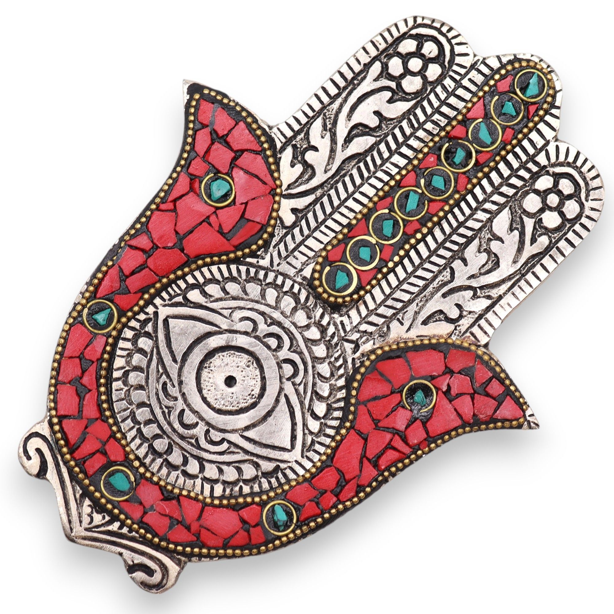 bG9jYWw6Ly9tZWRpYS9IUS80RC82MFIzMEMxRzZXUzM0REhRLzc2MzhlOTYyLmpwZWc.jpg Red & Green Small Hamsa Incense Holder