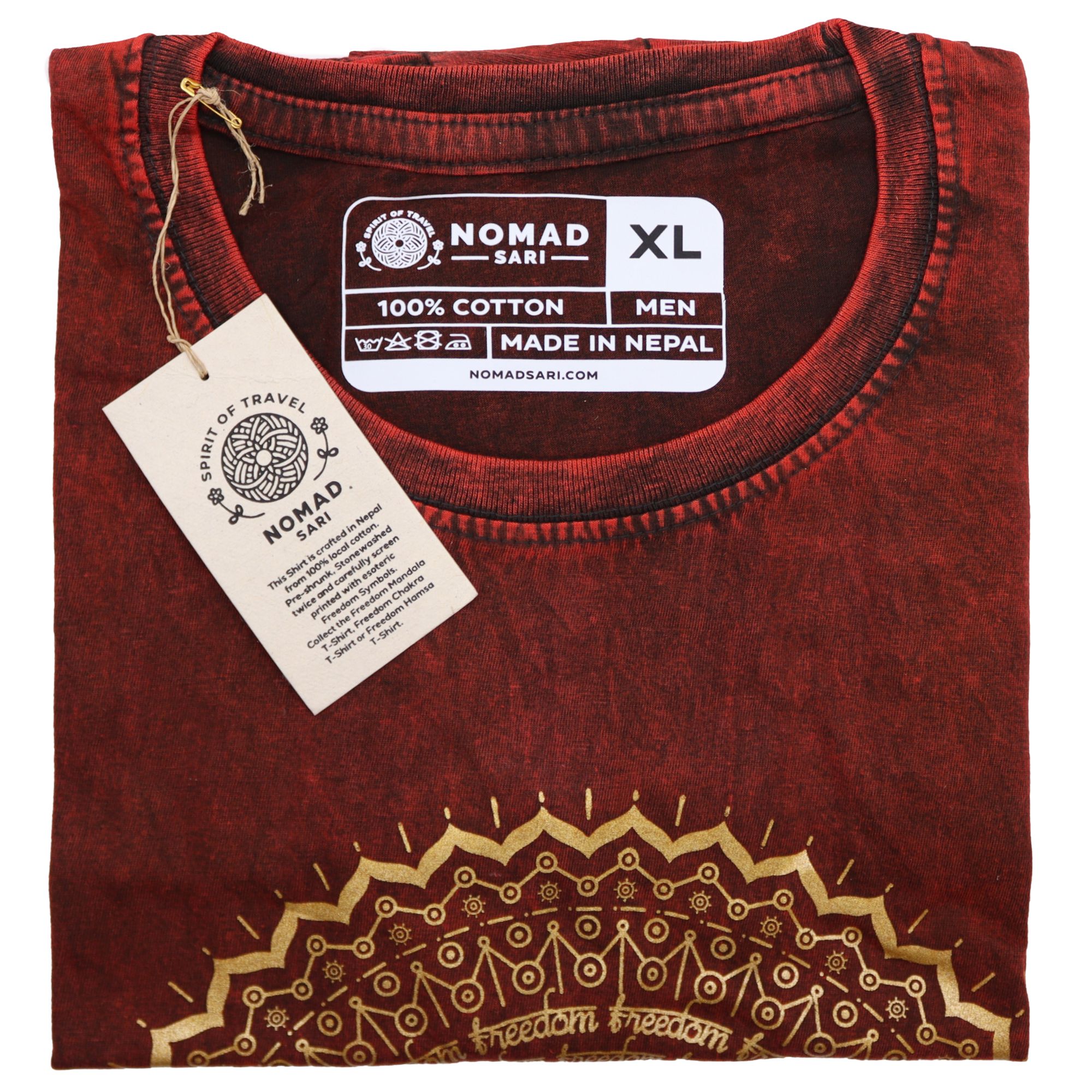 bG9jYWw6Ly9tZWRpYS9IUS82Qy82MFIzMEMxSDc0VEs2Q0hRLzJiZjc5YTRjLmpwZWc-1.jpg XLarge Stone Washed T-Shirt - Hamsa - Maroon - Image 2