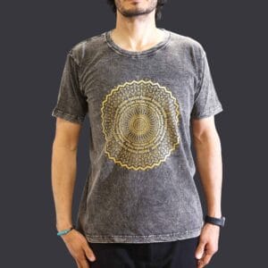Medium Stone Washed T-Shirt - Mandala - Dark Grey
