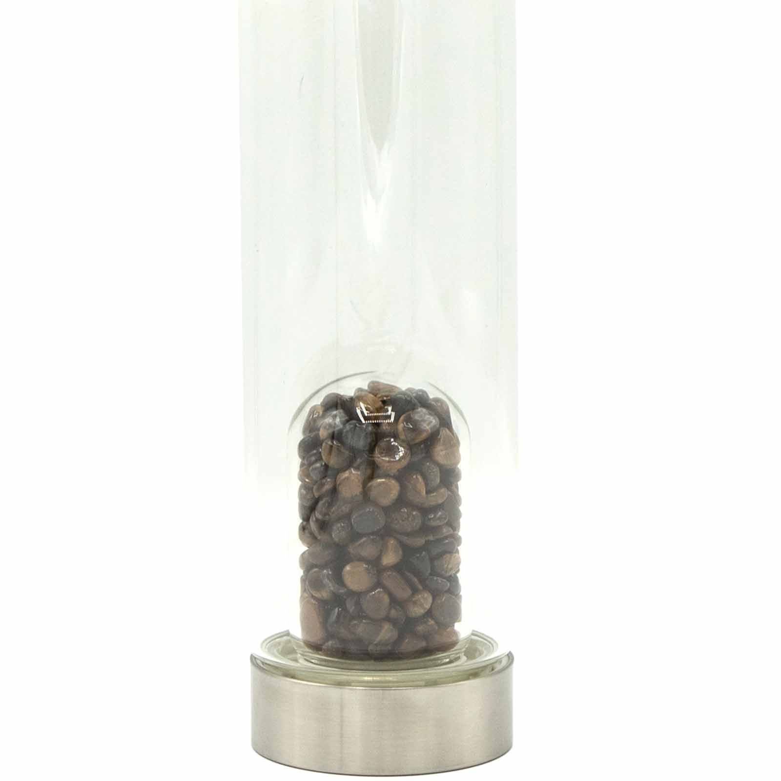 bG9jYWw6Ly9tZWRpYS9IUS84RC82MFIzMEMxRzZSVjM4REhRL2M3ZjI2ODRiLmpwZWc.jpg Crystal Infused Glass Water Bottle - Determined Tiger's Eye - Chips - Image 2