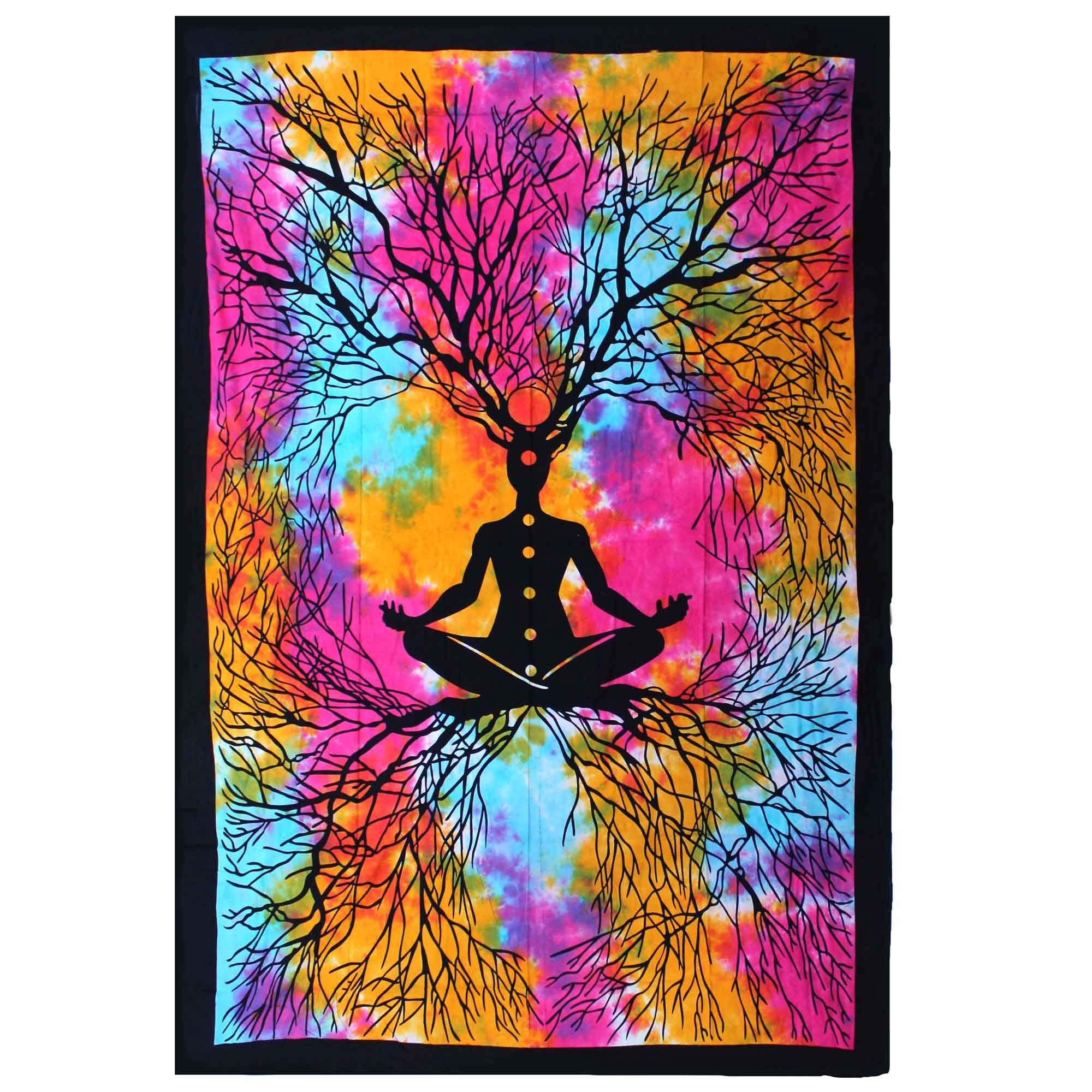 bG9jYWw6Ly9tZWRpYS9IUi8wQy82MFIzMEMxRzZXUjMwQ0hSLzk2YTE3M2ZhLmpwZWc.jpg Single Cotton Bedspread + Wall Hanging - Yoga Tree
