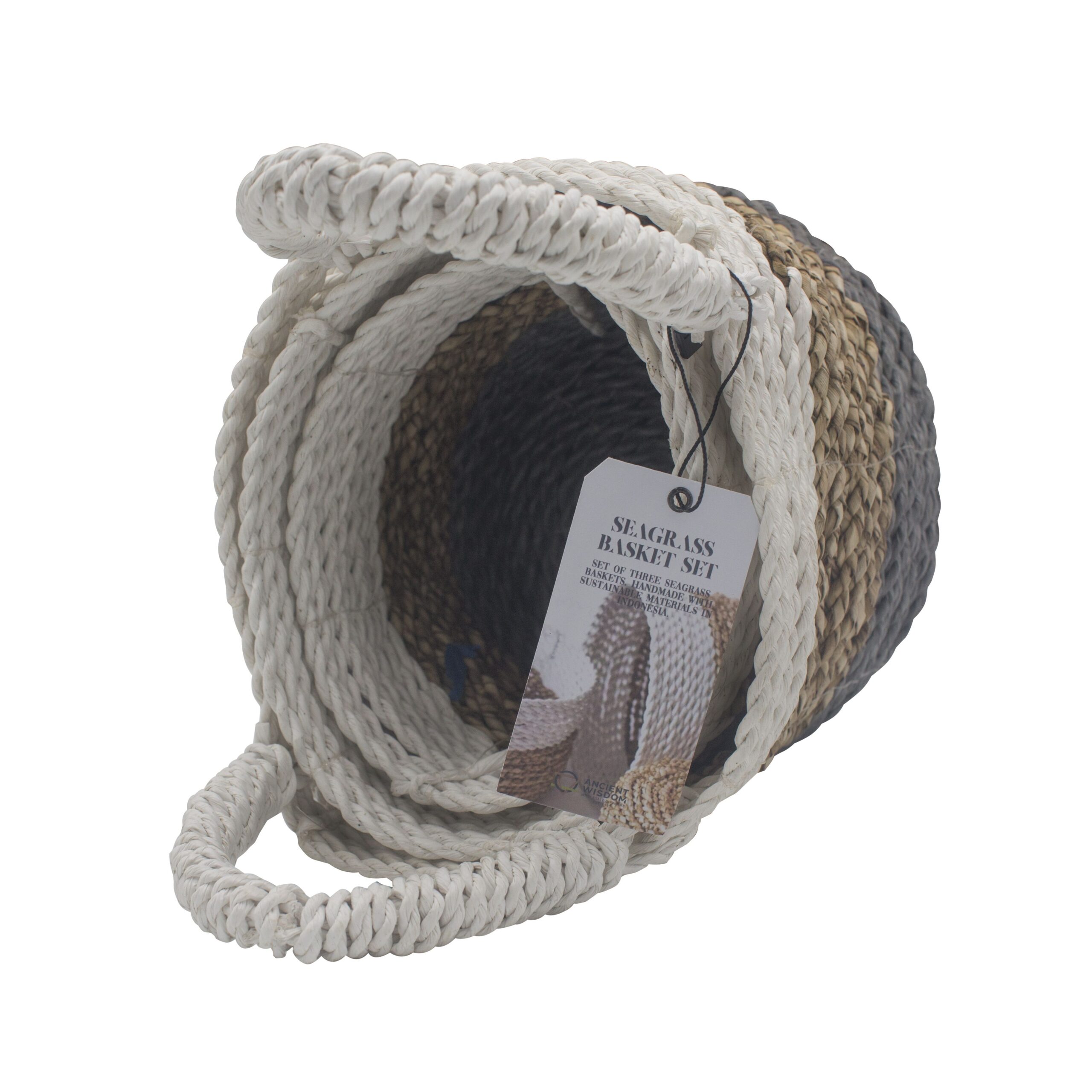 bG9jYWw6Ly9tZWRpYS9IUi8wRC82MFIzMEMxRzZSVDMwREhSLzhiOTQ4ZWUyLmpwZWc.jpg Seagrass Basket Set - Grey / Natural / White - Image 6