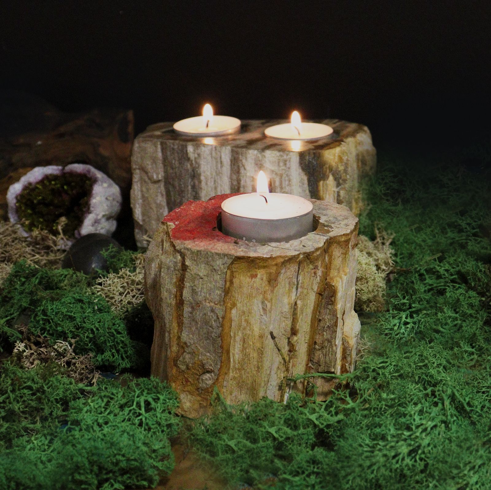 bG9jYWw6Ly9tZWRpYS9IUi9FRC82MFIzMEMxRzZSVjNFREhSLzY5NWM5NDdjLmpwZWc-1.jpg Petrified Wood Candle Holder - Double - Image 5