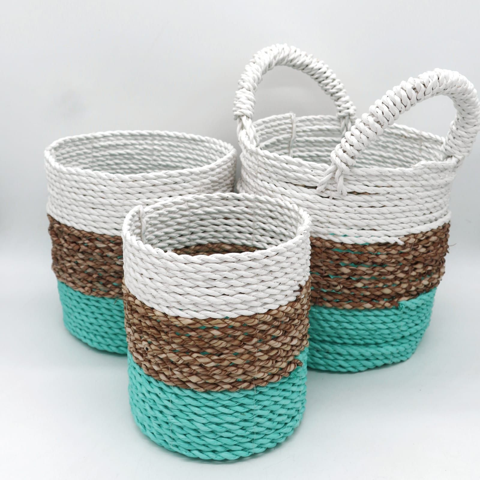 bG9jYWw6Ly9tZWRpYS9TRy8wRC82MFIzMEMxRzZSVDMwRFNHLzU1ZWQzNGZmLmpwZWc-1.jpg Seagrass Basket Set - Green / Natural / White