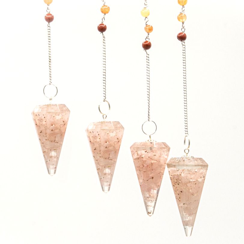 bG9jYWw6Ly9tZWRpYS9TSC80RC82MFIzMEMxRzZSUks0RFNILzhhNjYyNTZjLmpwZWc.jpg Orgonite Power Chakra Pendulum - Rose Quartz - Image 2