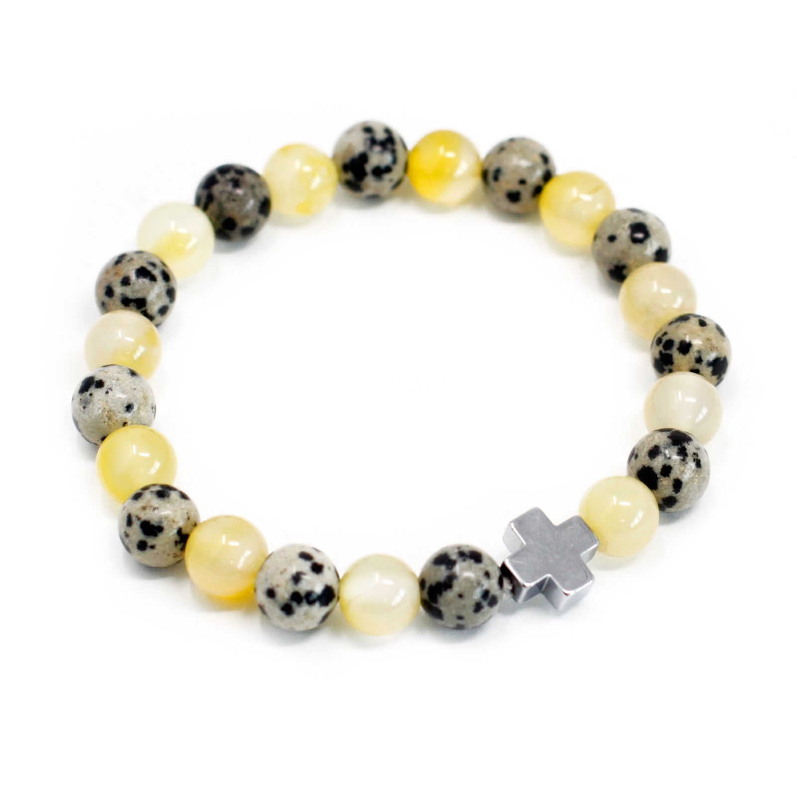 bG9jYWw6Ly9tZWRpYS9TSC9HRC82MFIzMEMxRzZNVktHRFNIL2U3NmYwMDA0LmpwZWc.jpg Set of 2 Gemstones Friendship Bracelets - Protection - Dalmatian Jasper & Yellow Agate - Image 3
