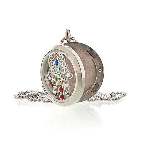bG9jYWw6Ly9tZWRpYS9TSi8wRC82MFIzMEMxRzZNVkswRFNKL2I2OTY0YTUzLmpwZWc.jpg Aromatherapy Jewellery Necklace - Hamsa Chakra - 30mm - Image 2