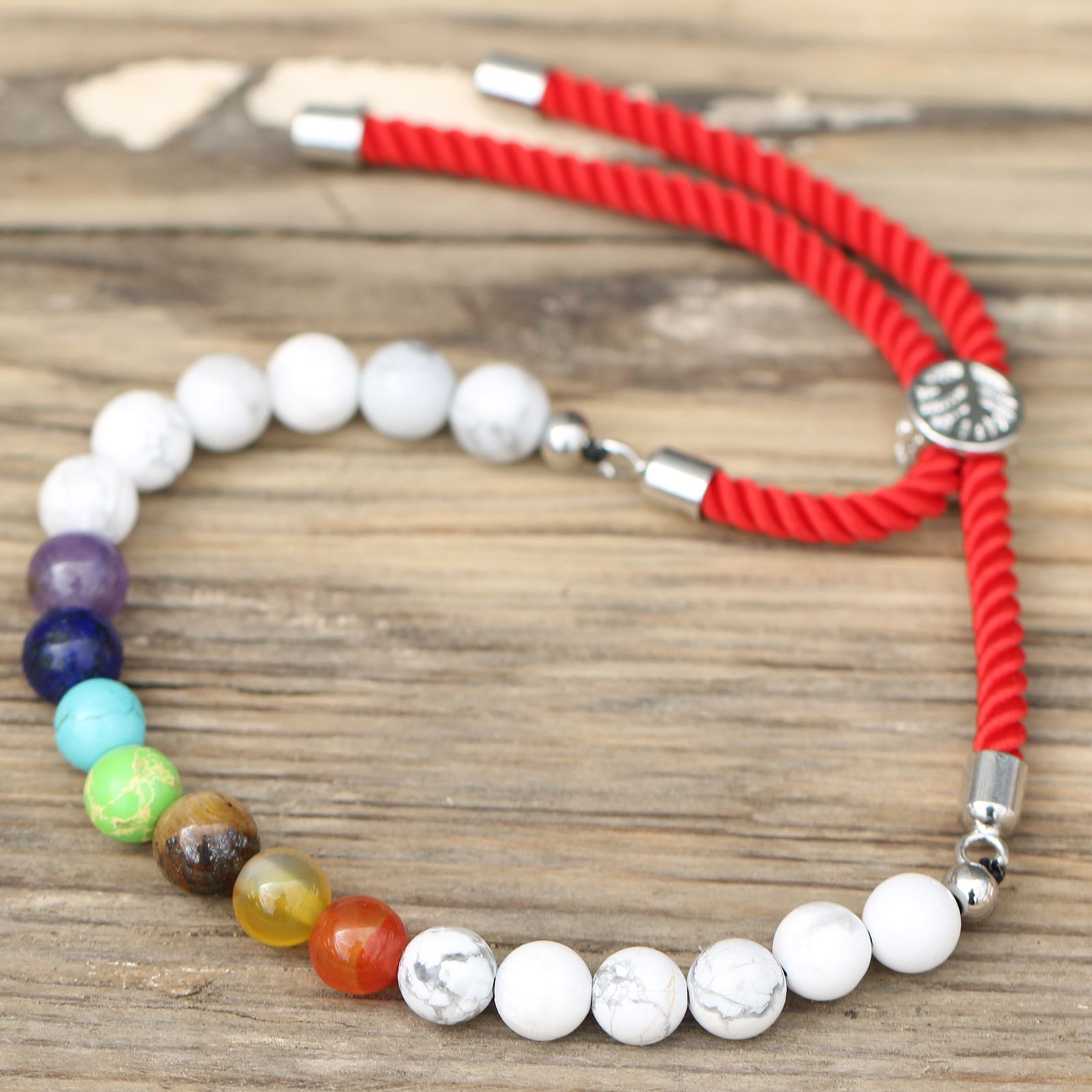 bG9jYWw6Ly9tZWRpYS9TSi8yRC82MFIzMEMxRzZNV0syRFNKLzg4YmJjNWUwLmpwZWc.jpg 925 Silver Plated Gemstone Royal Red String Bracelet - White Howlite Chakra - Image 3