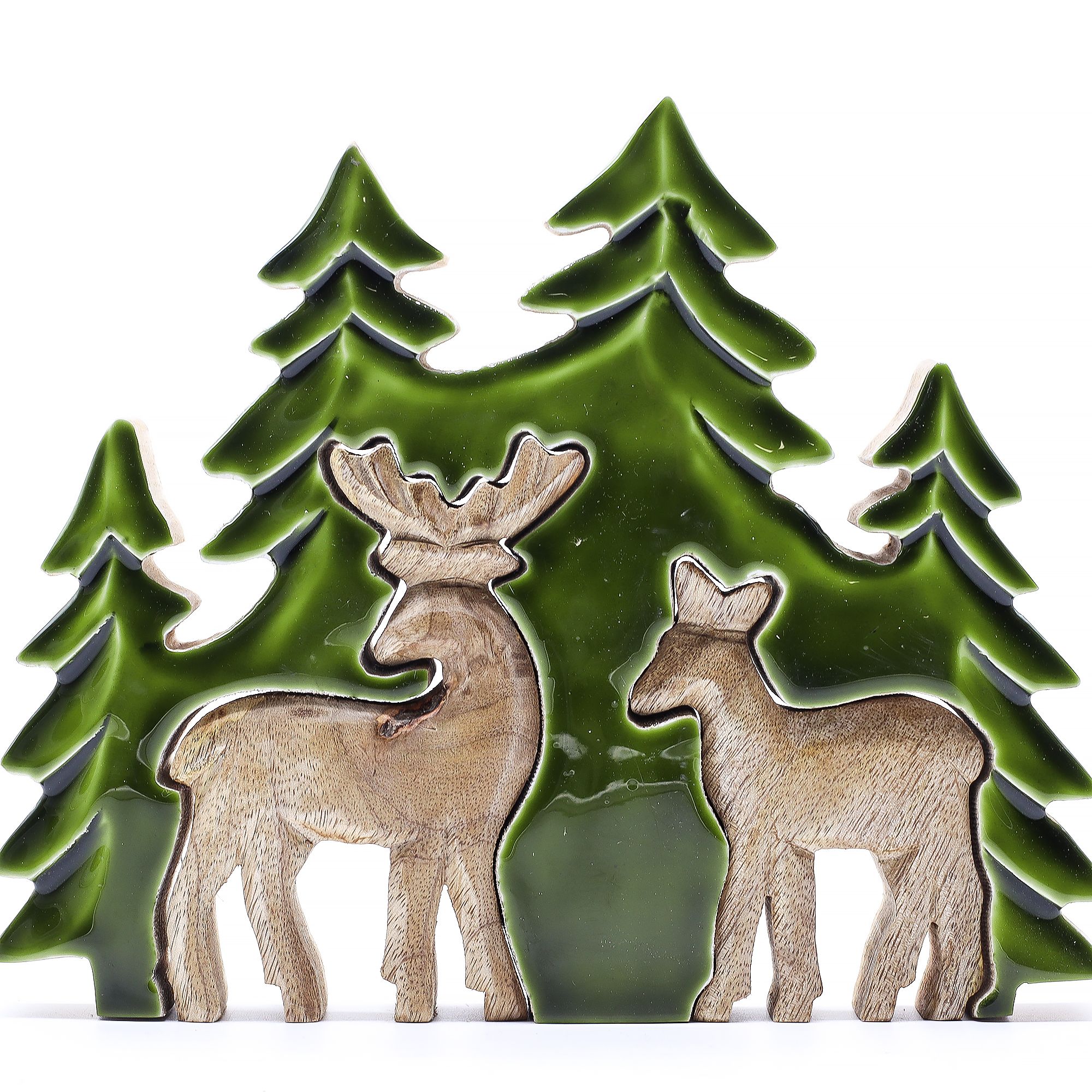 bG9jYWw6Ly9tZWRpYS9TSi9HRC82MFIzMEMxSjYwV0tHRFNKL2I0NDAzOWM1LmpwZw-1.jpg Lost in the Forrest - Two Dear in the Forrest 3D Wooden Decoration - 18x23cm