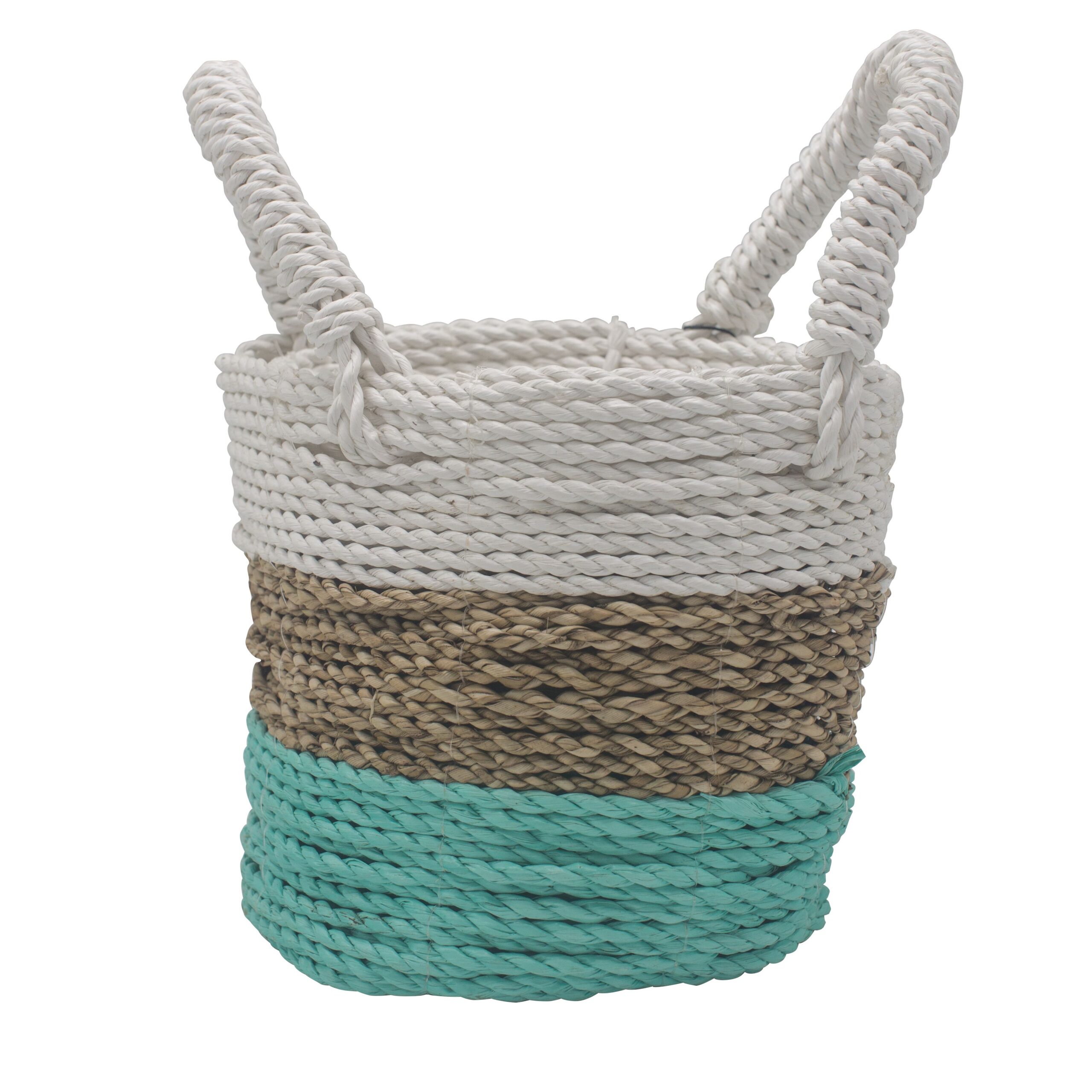 bG9jYWw6Ly9tZWRpYS9TSy8wRC82MFIzMEMxRzZSVDMwRFNLLzJmOGI0ODZhLmpwZWc-1.jpg Seagrass Basket Set - Green / Natural / White - Image 2