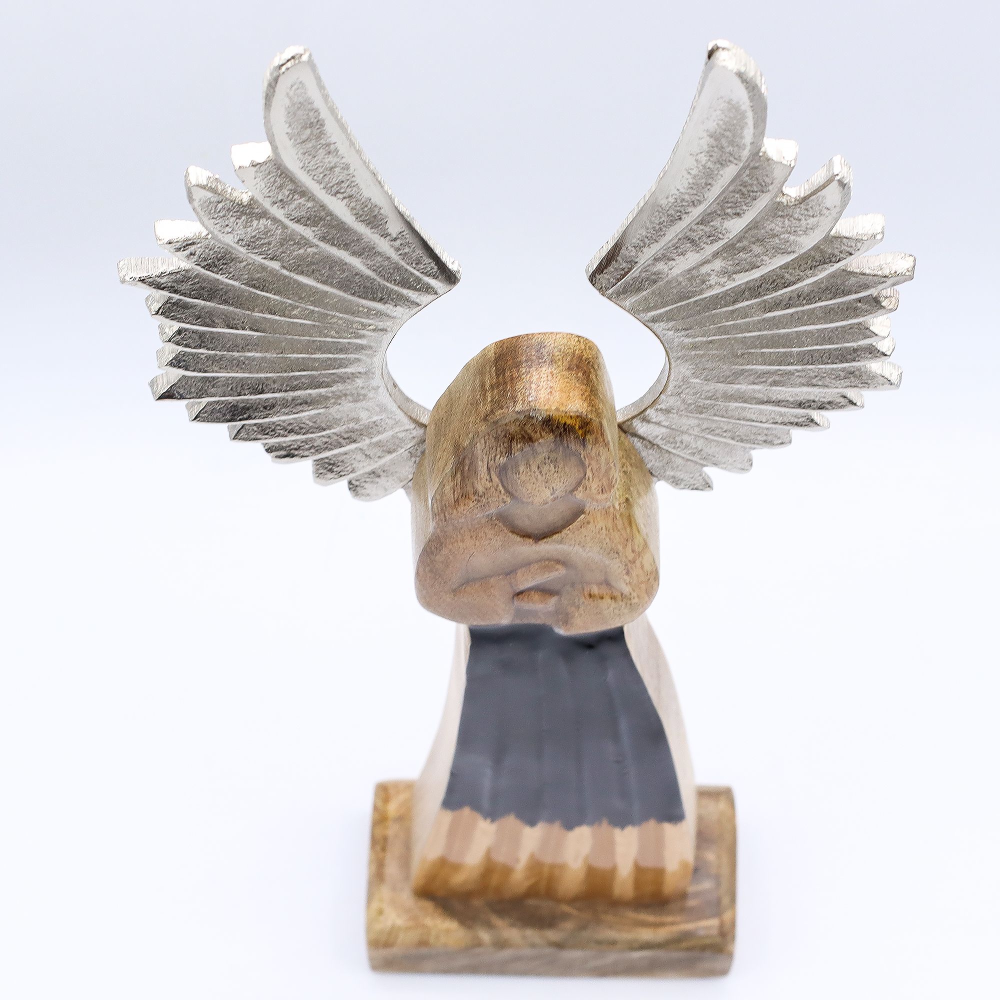 bG9jYWw6Ly9tZWRpYS9TSy9HQy82MFIzMEMxSjY0UjNHQ1NLL2M1NGZmYWIwLmpwZw.jpg Large Mango Wood Gardian Angel Metal Wings & Enamel Detail - Image 5