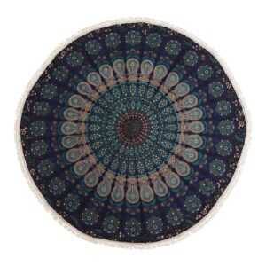 Small Mandala Roundie Cotton Art (130cm) - Peacock Blues