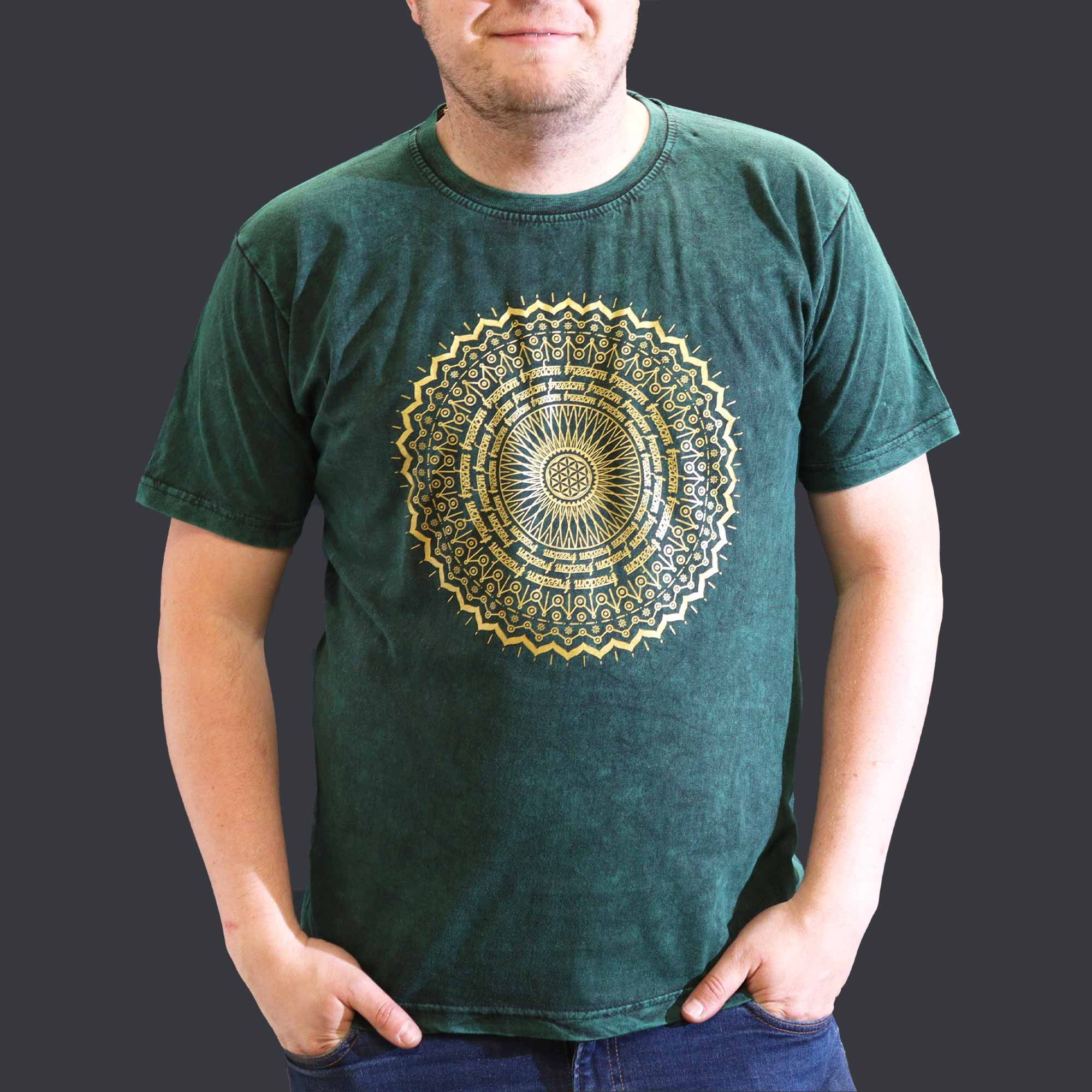 bG9jYWw6Ly9tZWRpYS9TTS9BQy82MFIzMEMxSDc0VjNBQ1NNLzZjOGViMjc4LmpwZWc.jpg XLarge Stone Washed T-Shirt - Mandala - Green - Image 3