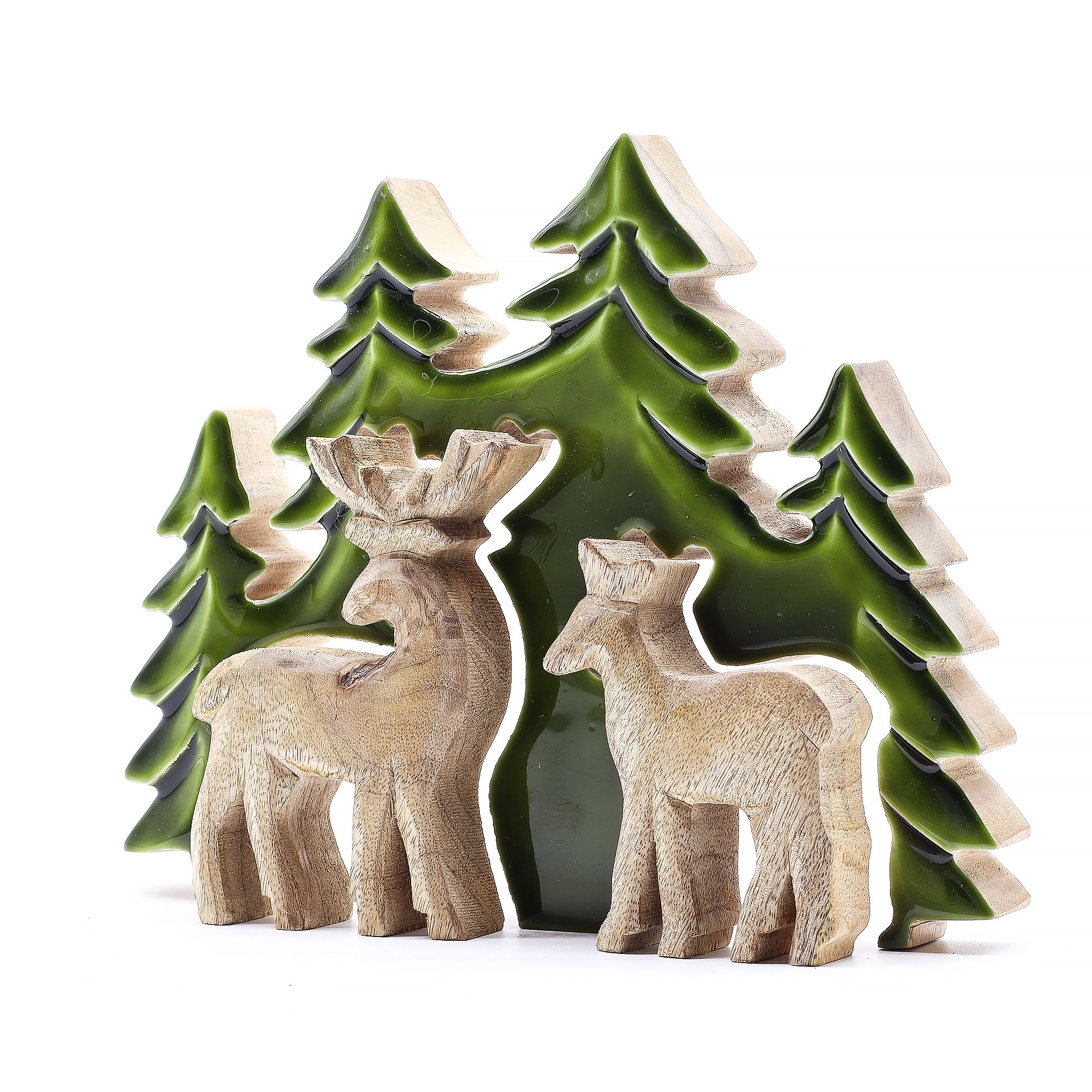 bG9jYWw6Ly9tZWRpYS9TTS9HRC82MFIzMEMxSjYwV0tHRFNNL2UyMzRjYzNiLmpwZw-1.jpg Lost in the Forrest - Two Dear in the Forrest 3D Wooden Decoration - 18x23cm - Image 2