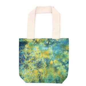 Tye-Dye Cotton Bag (6oz) - 38x42x12cm - Mandela - Green/Blue - Natural Handle