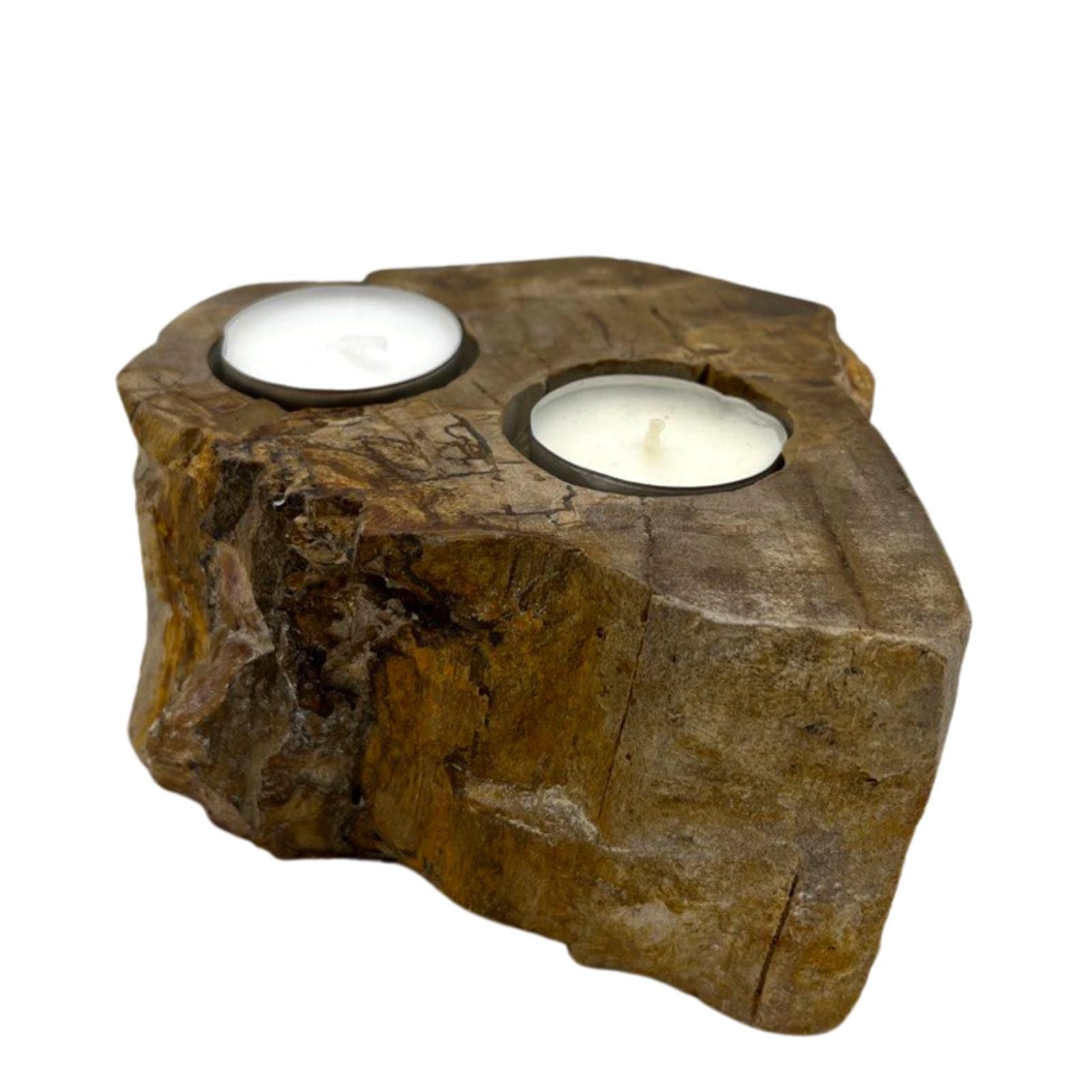 bG9jYWw6Ly9tZWRpYS9TTi9FRC82MFIzMEMxRzZSVjNFRFNOL2ViNDcyNmJjLmpwZWc.jpg Petrified Wood Candle Holder - Double - Image 2