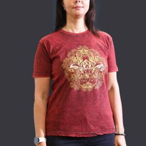 Medium Stone Washed T-Shirt - Hamsa - Maroon