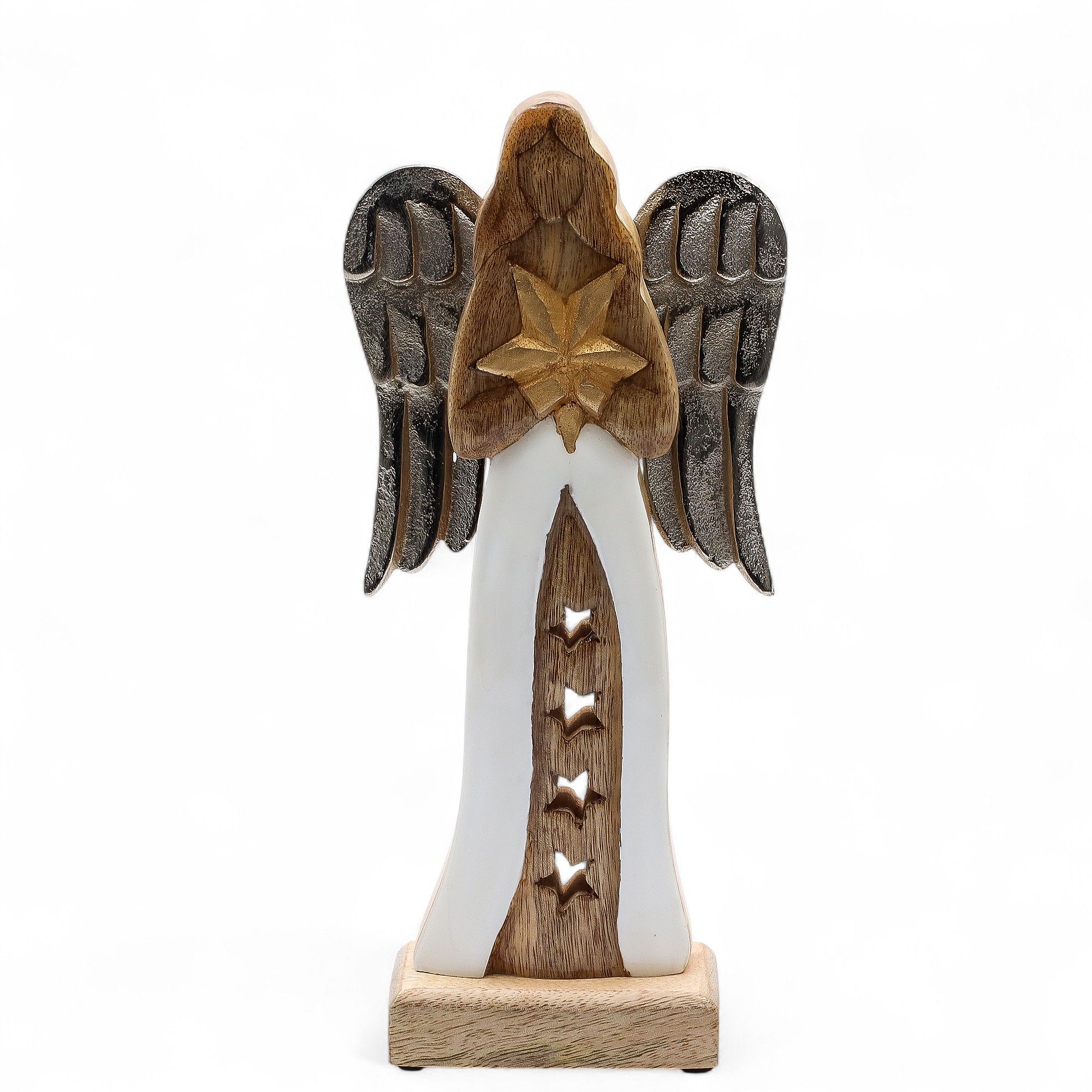 bG9jYWw6Ly9tZWRpYS9TTi9HQy82MFIzMEMxSjY0UjNHQ1NOLzllOGJlNjhlLmpwZw.jpg Large Mango Wood Star Angel Metal Wings & Enamel Detail