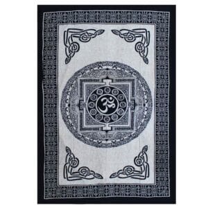 Single Cotton Bedspread + Wall Hanging - Mono - OM Mandala