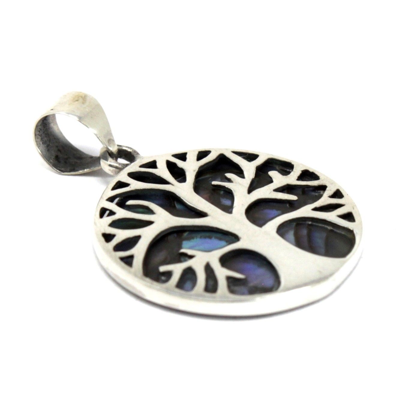 bG9jYWw6Ly9tZWRpYS9TUS9FQy82MFIzMEMxRzZNUzNFQ1NRLzM0NzllMDE1LmpwZWc.jpg Tree of Life Silver Pendant 22mm - Abalone - Image 3