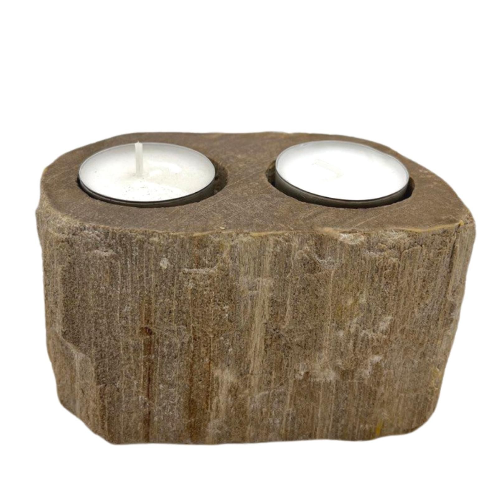 bG9jYWw6Ly9tZWRpYS9TUS9FRC82MFIzMEMxRzZSVjNFRFNRLzE5OWM1NGUxLmpwZWc.jpg Petrified Wood Candle Holder - Double - Image 4