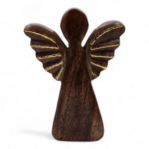 Large Mango Wood Angel - Gold Décor