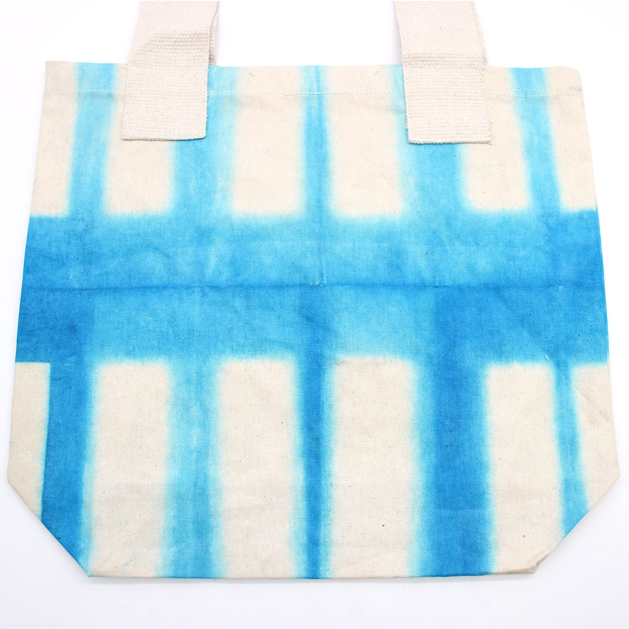 bG9jYWw6Ly9tZWRpYS9TUi8wRC82MFIzMEMxRzZSVzMwRFNSLzgxZWU1OTE3LmpwZWc.jpg Natural Tye-Dye Cotton Bag (8oz) - 38x42x12cm - Sky Blue Blocks - Natural Handle - Image 3