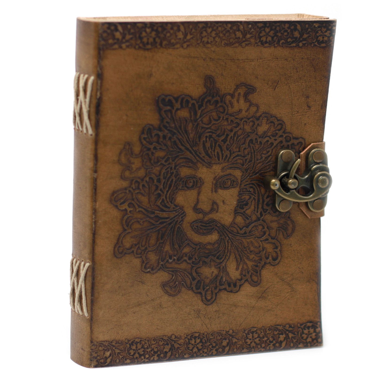 bG9jYWw6Ly9tZWRpYS9TUy8yRC82MFIzMEMxRzZNVjMyRFNTLzJjYmQ1MGM5LmpwZWc.jpg Leather Greenman Notebook (6x8")