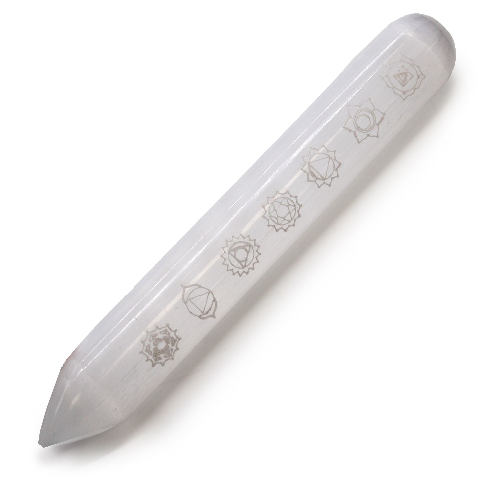 bG9jYWw6Ly9tZWRpYS85Si8yQy82MFIzMEMxRzZSVjMyQzlKLzkzMmVhMzllLmpwZWc.jpg Selenite Wand - 16 cm (Point one End) 7 Chakra